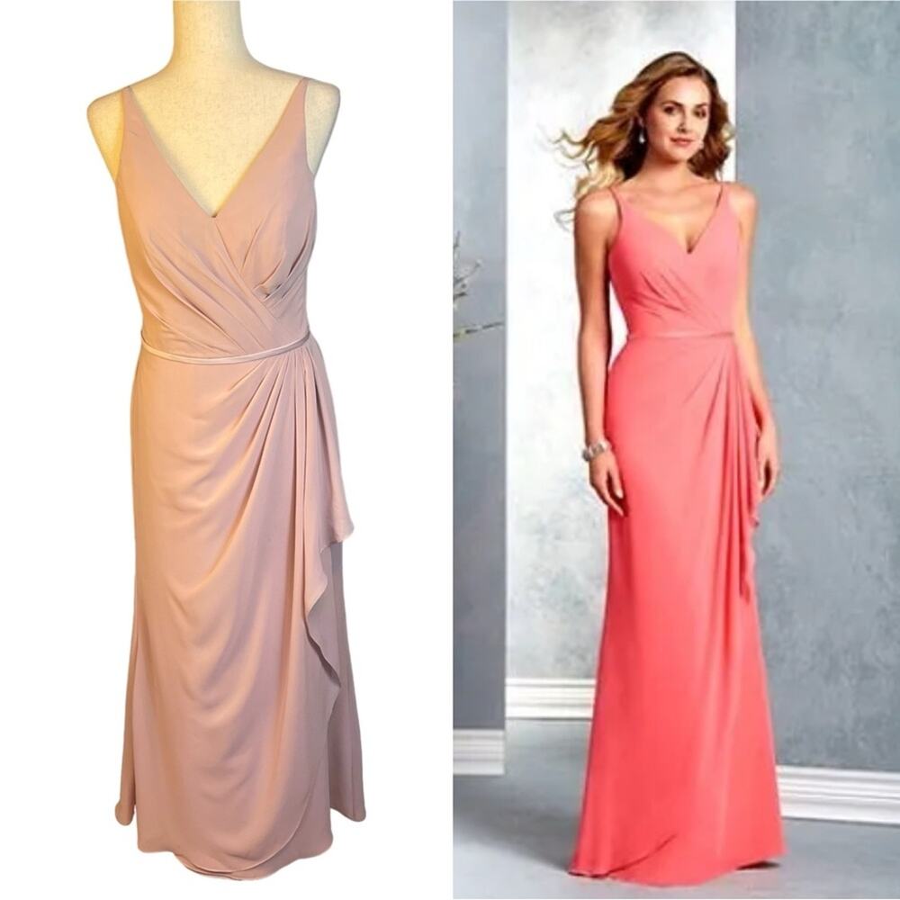 Alfred Angelo 7403 Love's First Blush Chiffon Sleeveless Dress Gown Size 10